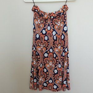 Judith March strapless mini dress coral navy white Large EUC